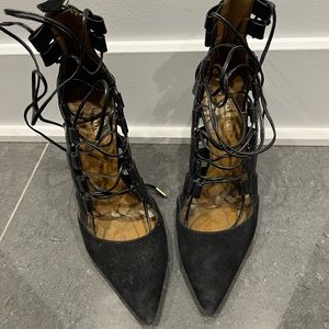 Aquazzura Lace-Up Suede Pumps - Size 8